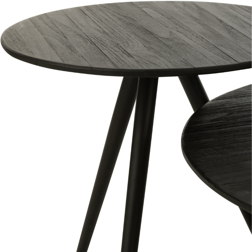 Set čtyř černých dřevěných odkládacích stolků J-line Takke 70/50/40/30 cm