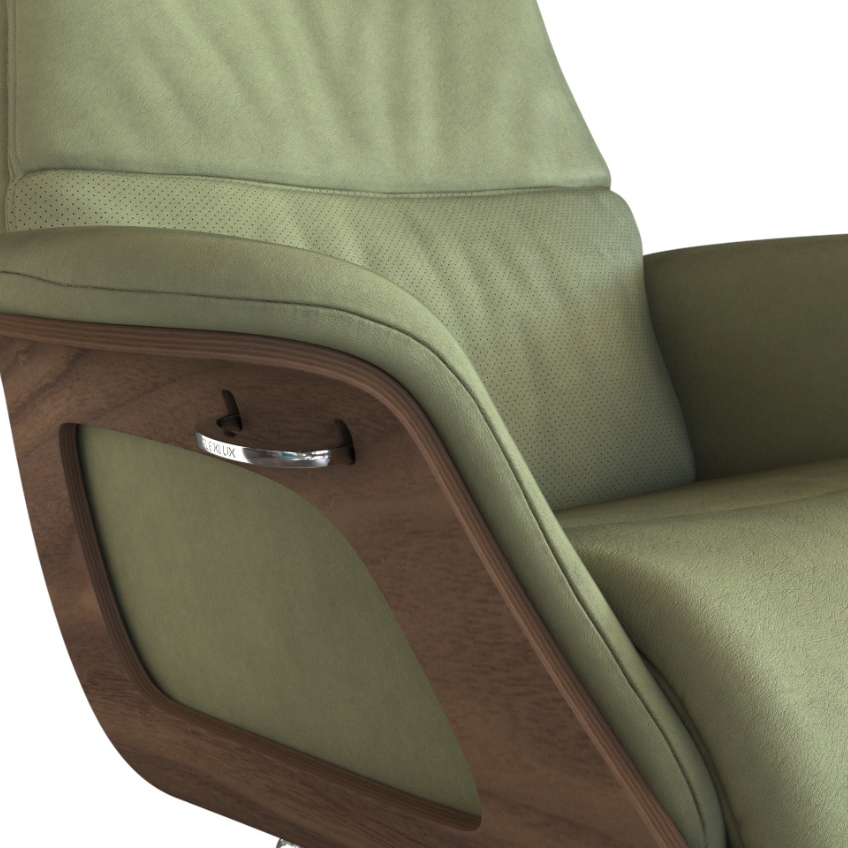 Zelené kožené lounge křeslo FLEXLUX CLEMENT MEDIUM III.