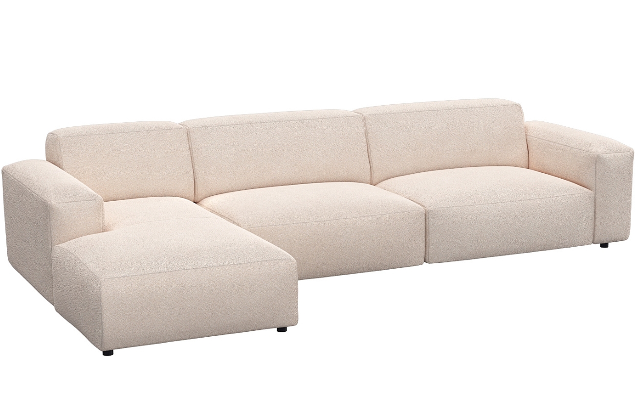 Krémově bílá čalouněná rohová pohovka FLEXLUX LUCERA 317 cm, levá