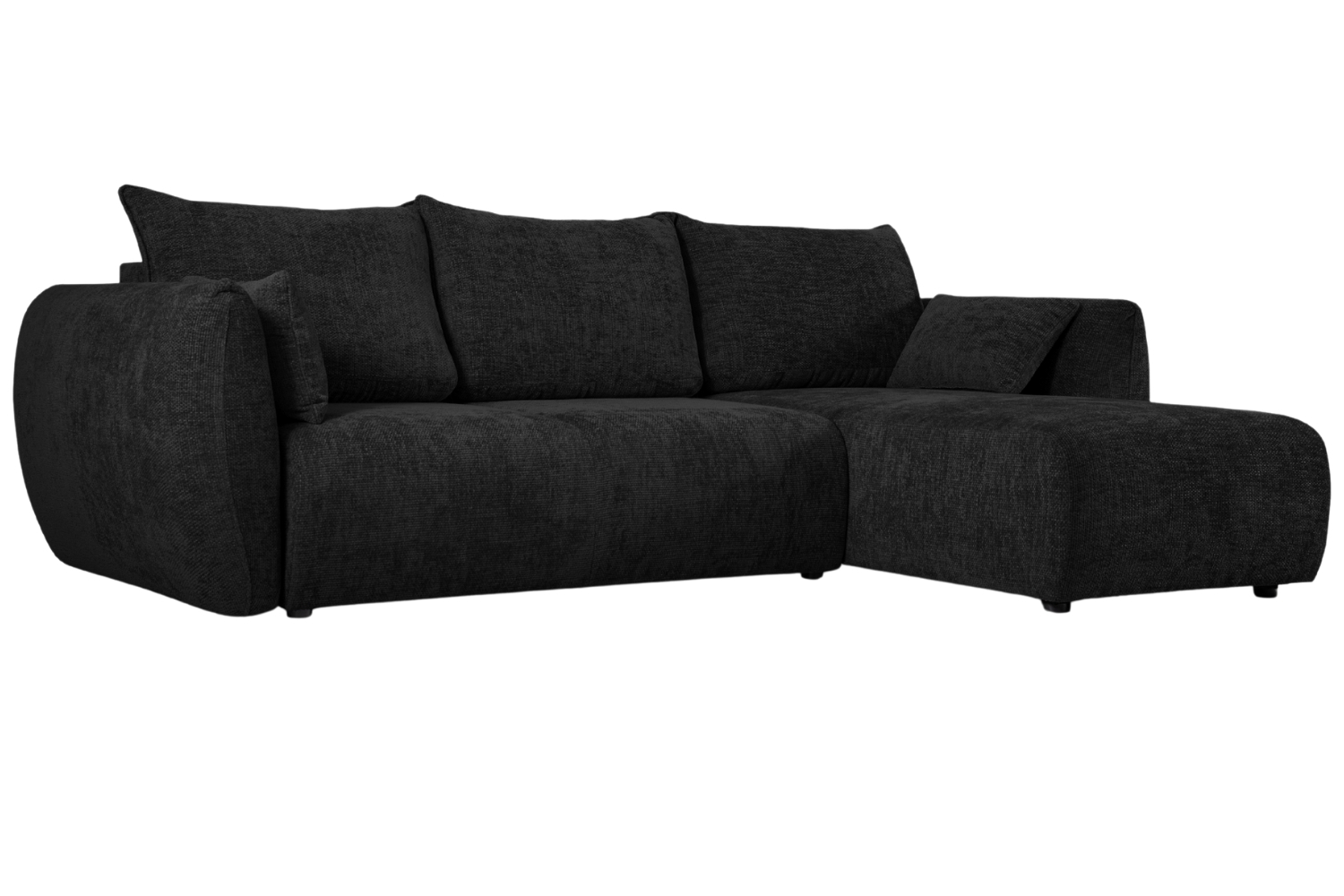 Černá čalouněná rozkládací pohovka Cosmopolitan Design Matera 253 cm, pravá