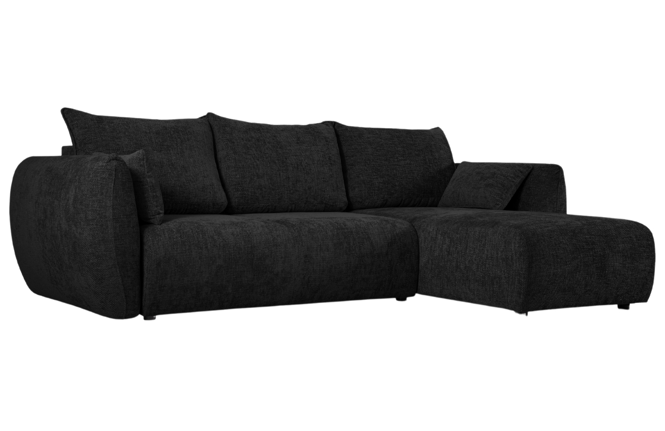 Černá čalouněná rozkládací pohovka Cosmopolitan Design Matera 253 cm, pravá