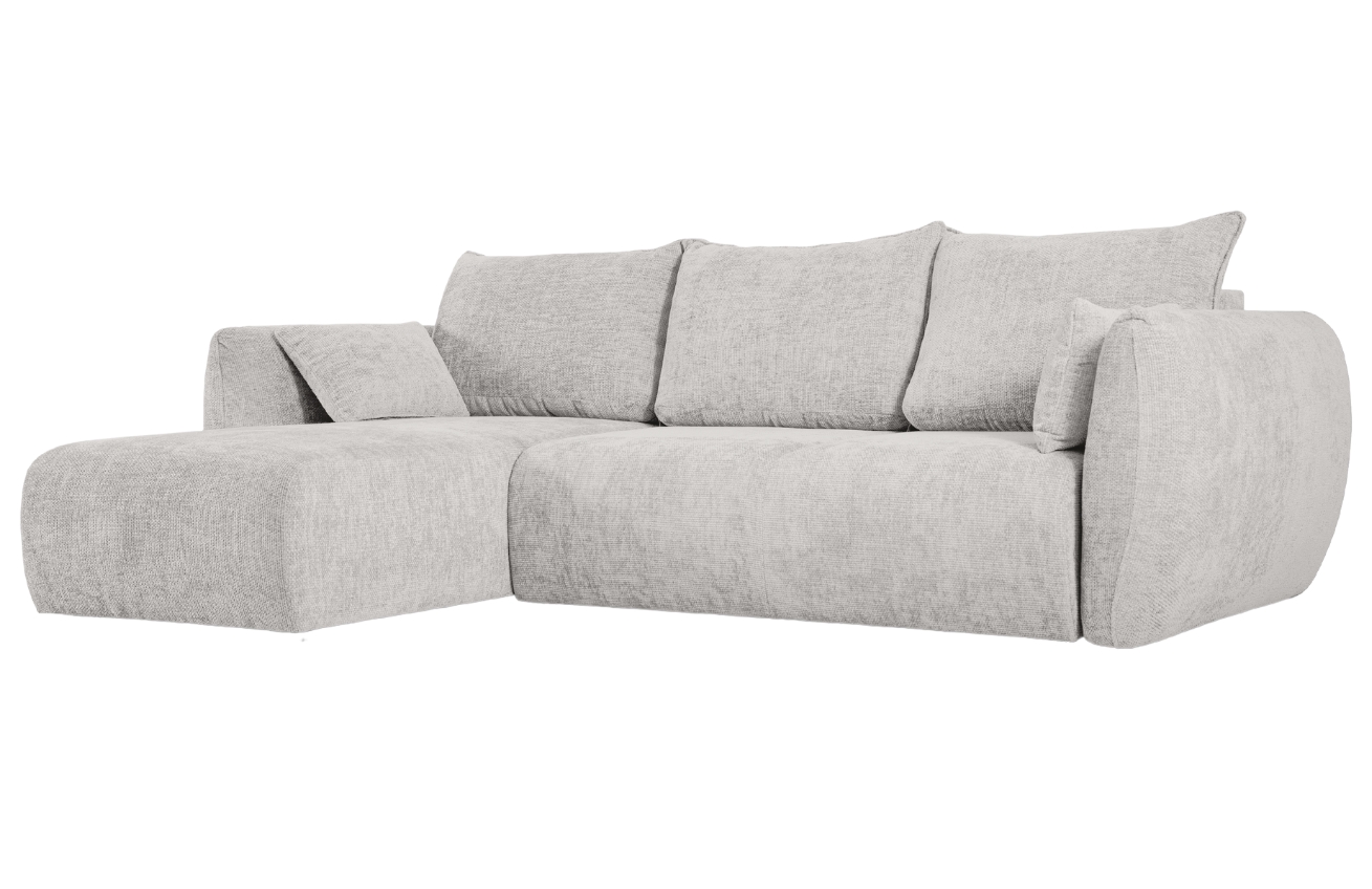 Světle šedá čalouněná rozkládací pohovka Cosmopolitan Design Matera 253 cm, levá