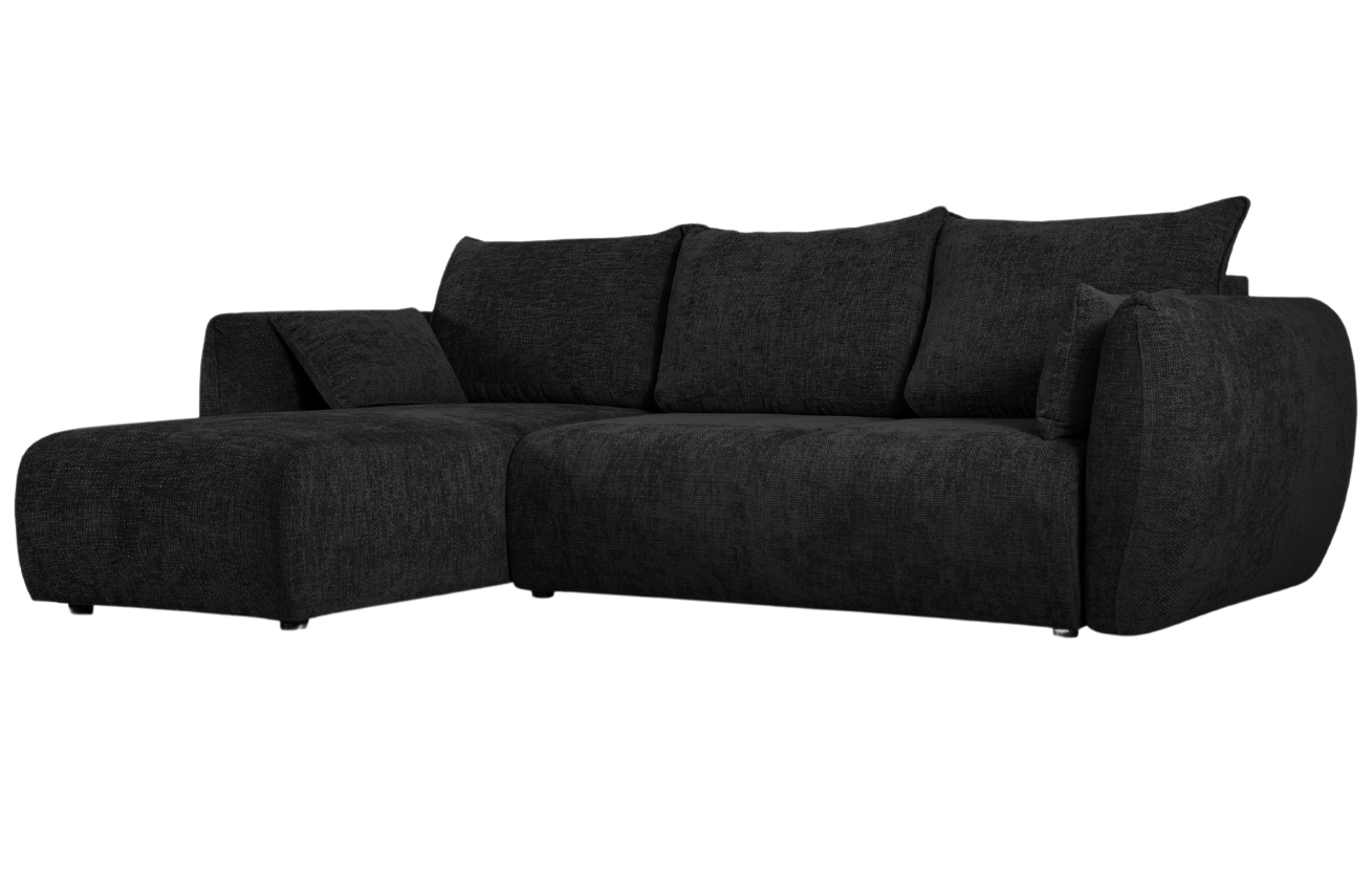 Černá čalouněná rozkládací pohovka Cosmopolitan Design Matera 253 cm, levá