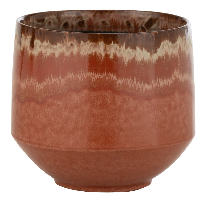 Hnědý keramický květináč J-line Alone Ø 24,5 cm