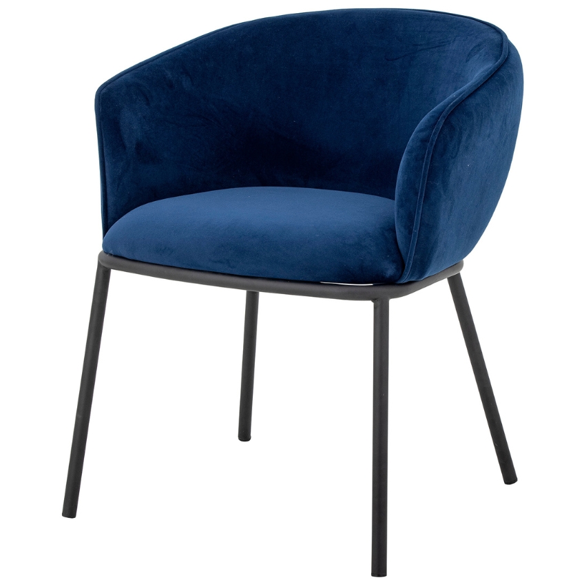 Modrá sametová jídelní židle Bloomingville Cortone