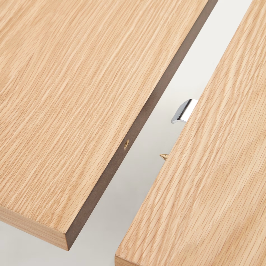Dubový rozkládací jídelní stůl Kave Home Montuiri 120-200 x 90 cm s černou podnoží