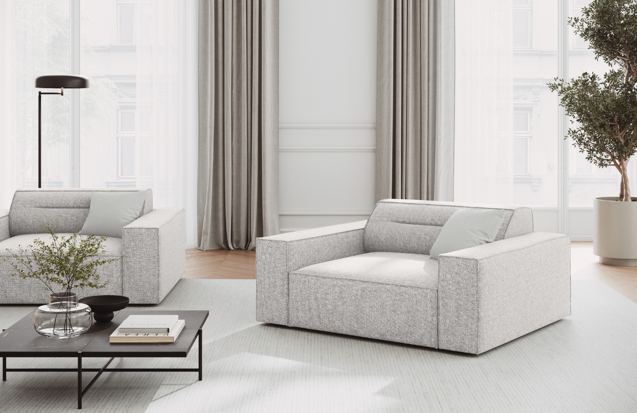 Světle šedé čalouněné křeslo Windsor & Co Lupus