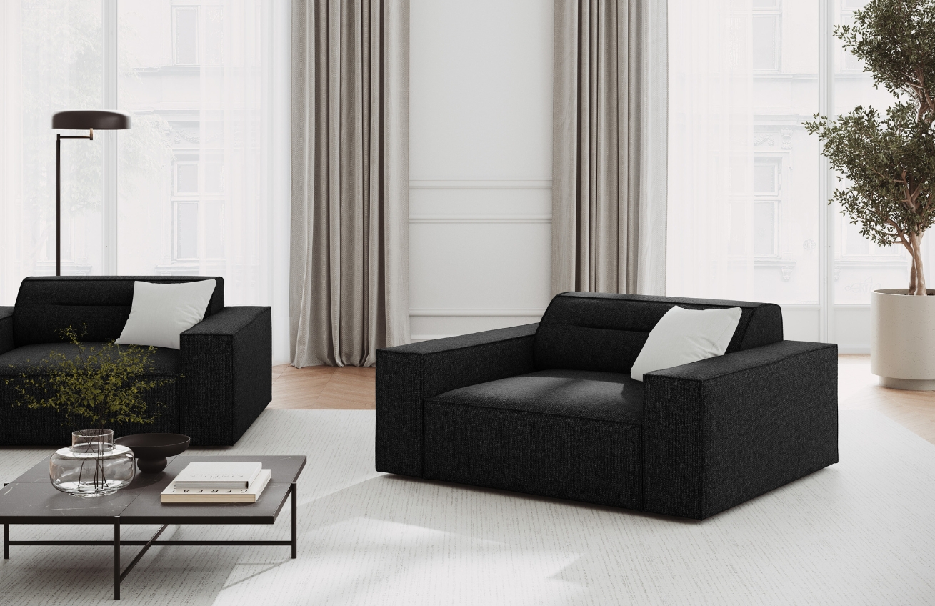 Černé čalouněné křeslo Windsor & Co Lupus