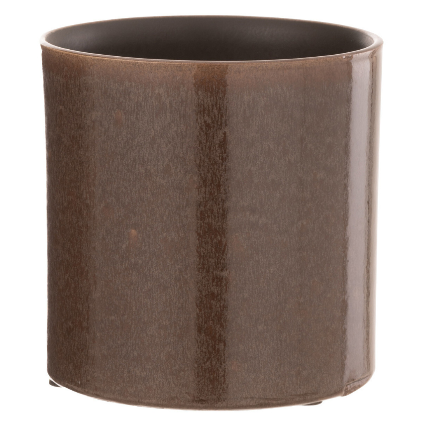 Hnědý keramický květináč J-line Bore Ø 14,5 cm