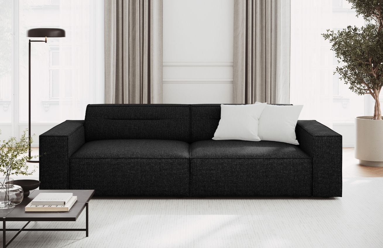 Černá čalouněná třímístná pohovka Windsor & Co Lupus 204 cm