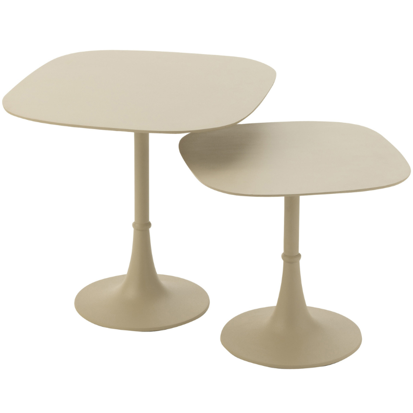 Set dvou béžových kovových odkládacích stolků J-line Iwore 41/49,5 cm