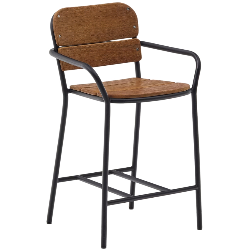 Hnědá dřevěná barová židle Kave Home Algueret 65,5 cm