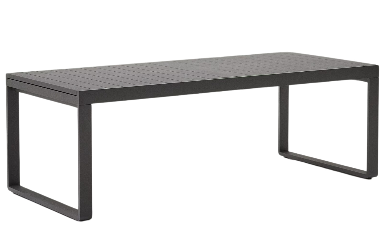Černý hliníkový zahradní rozkládací stůl Kave Home Galdana 220 / 340 x 100,5 cm