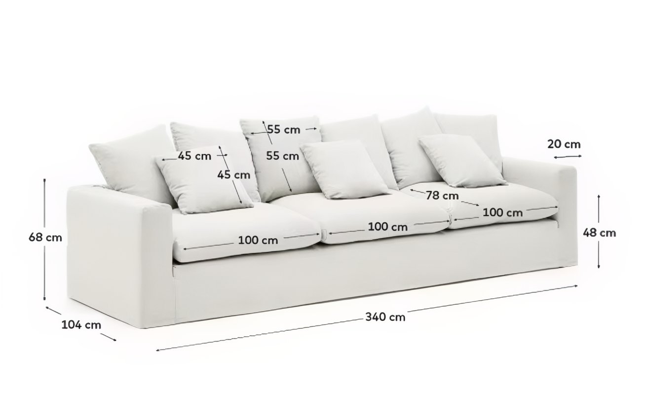 Krémově bílá čalouněná čtyřmístná pohovka Kave Home Nora 340 cm