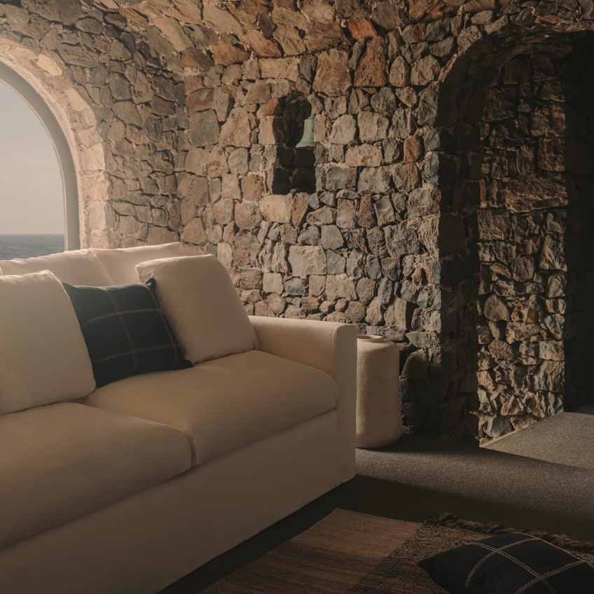 Béžová čalouněná čtyřmístná pohovka Kave Home Nora 340 cm