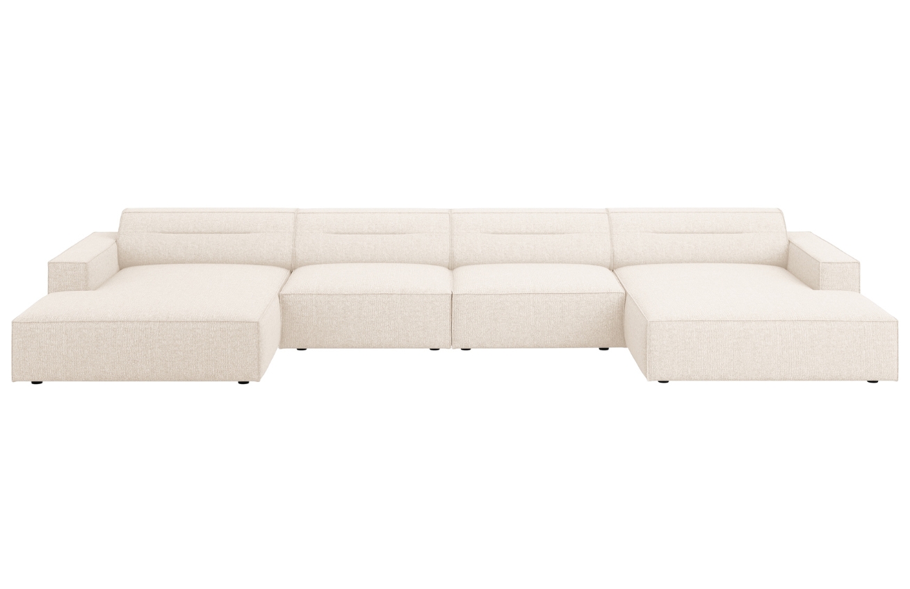 Světle béžová čalouněná rohová pohovka do "U" Windsor & Co Lupus 364 cm