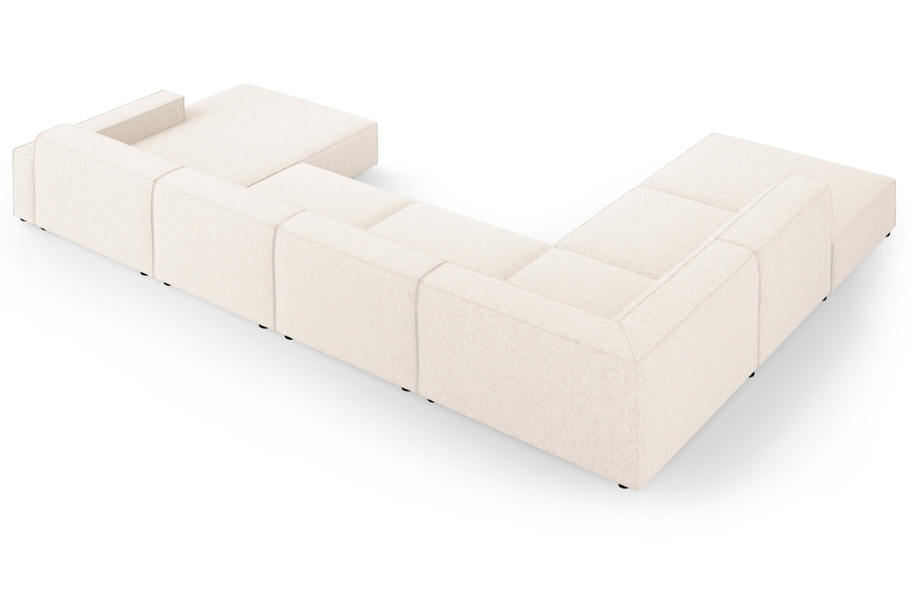 Světle béžová čalouněná rohová pohovka do "U" Windsor & Co Lupus 364 cm, levá