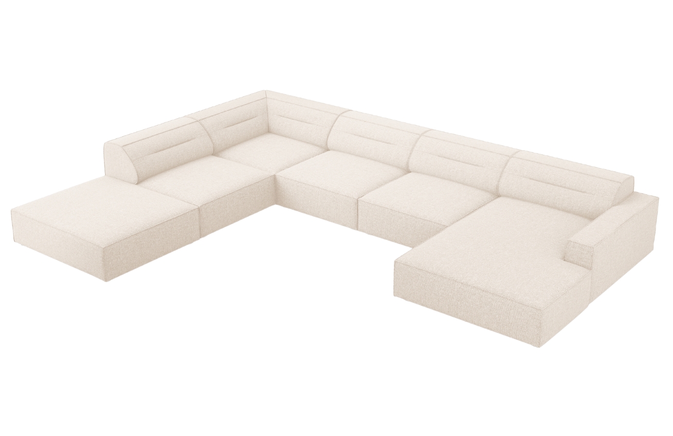 Světle béžová čalouněná rohová pohovka do "U" Windsor & Co Lupus 364 cm, levá