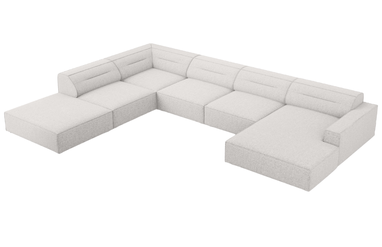 Světle šedá čalouněná rohová pohovka do "U" Windsor & Co Lupus 364 cm, levá