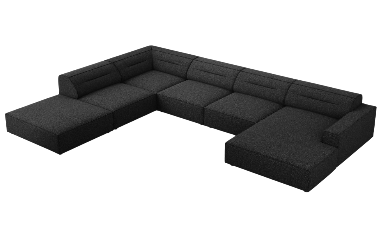 Černá čalouněná rohová pohovka do "U" Windsor & Co Lupus 364 cm, levá