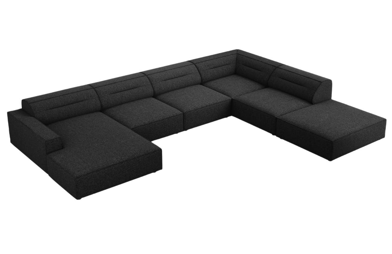 Černá čalouněná rohová pohovka do "U" Windsor & Co Lupus 364 cm, pravá