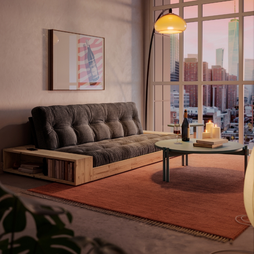 Tmavě béžová dvoumístná rozkládací pohovka Karup Design Base 196 cm