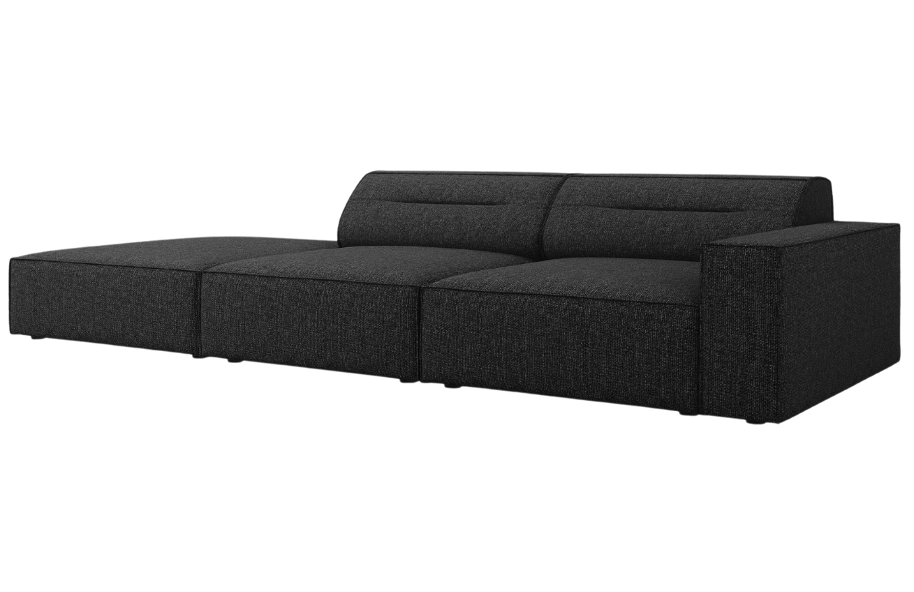 Černá čalouněná třímístná pohovka Windsor & Co Lupus 262 cm, levá