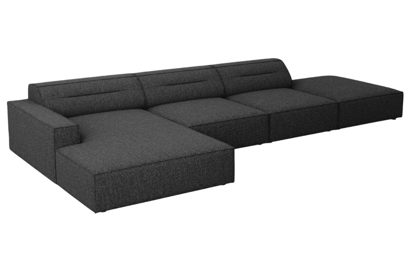 Černá čalouněná rohová pohovka Windsor & Co Lupus 341 cm, levá