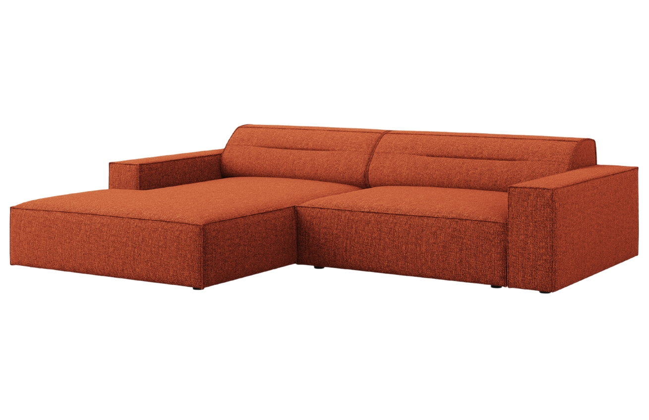 Terakotově červená čalouněná rohová pohovka Windsor & Co Lupus 224 cm, levá