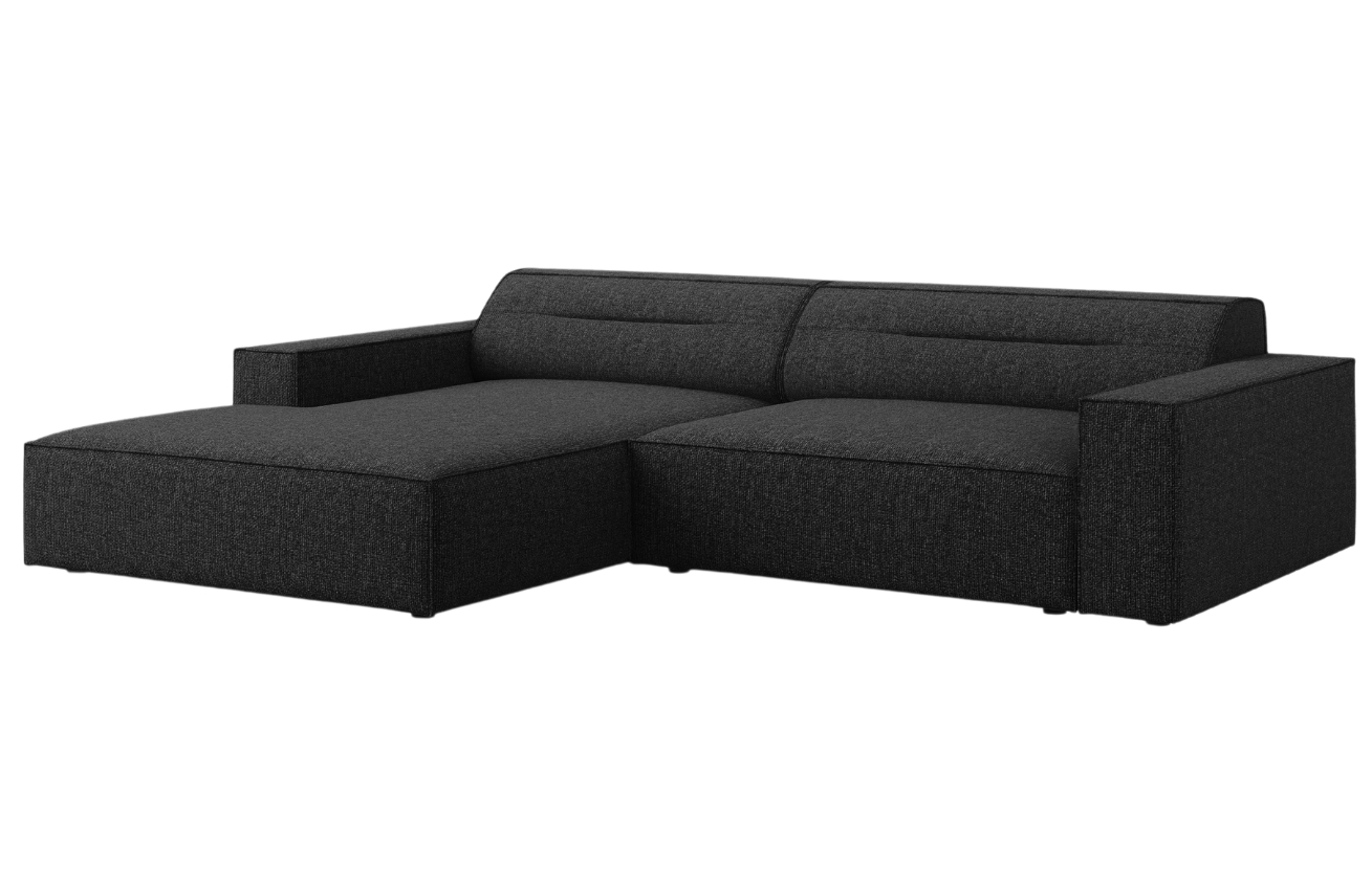 Černá čalouněná rohová pohovka Windsor & Co Lupus 224 cm, levá