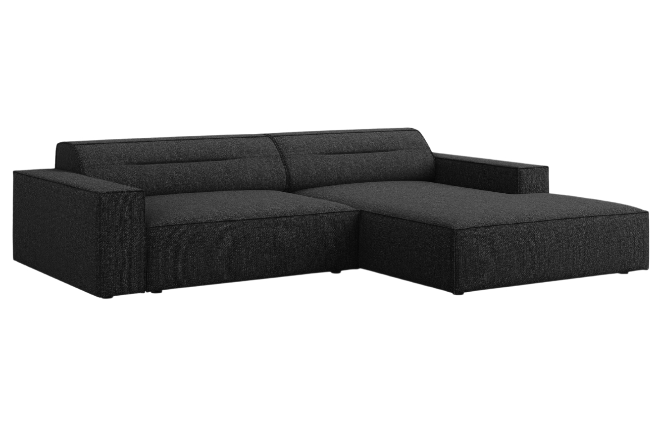 Černá čalouněná rohová pohovka Windsor & Co Lupus 224 cm, pravá