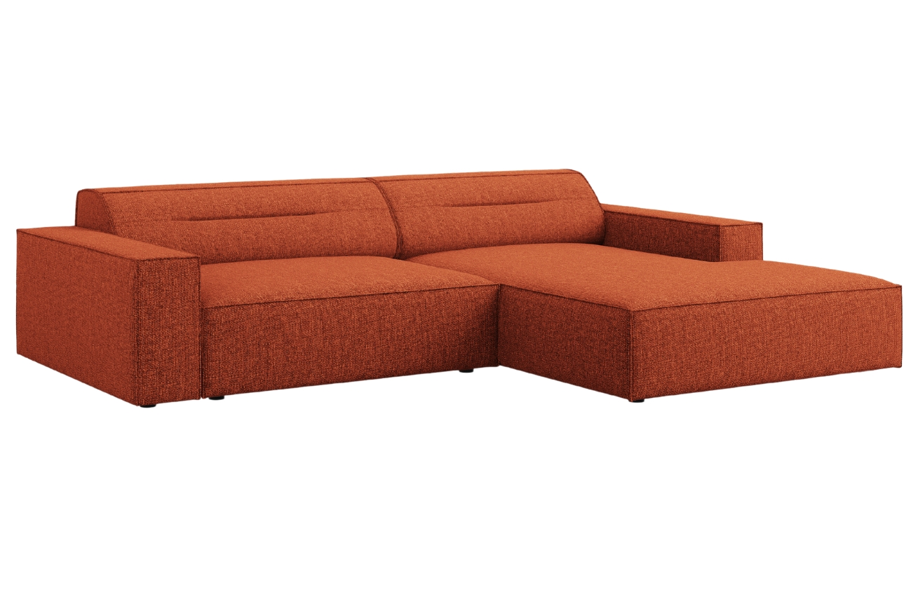 Terakotově červená čalouněná rohová pohovka Windsor & Co Lupus 224 cm, pravá
