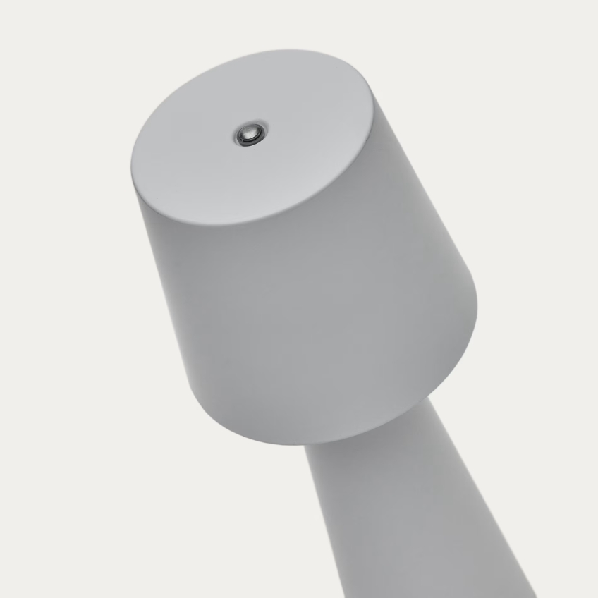 Šedá kovová zahradní stolní LED lampa Kave Home Arenys S
