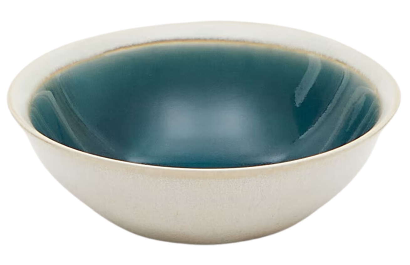Modro-bílá keramická miska Kave Home Sanet 15,5 cm