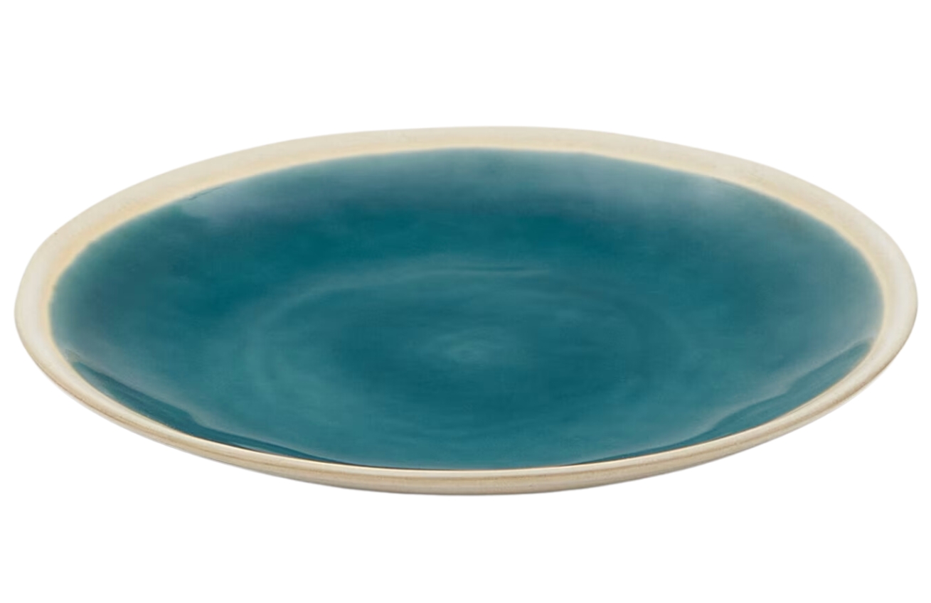 Modro-bílý keramický talíř Kave Home Sanet 27,5 cm