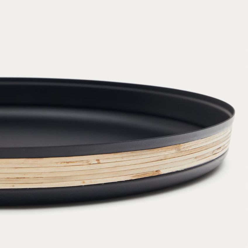 Černý kovový podnos Kave Home Shai 33 cm