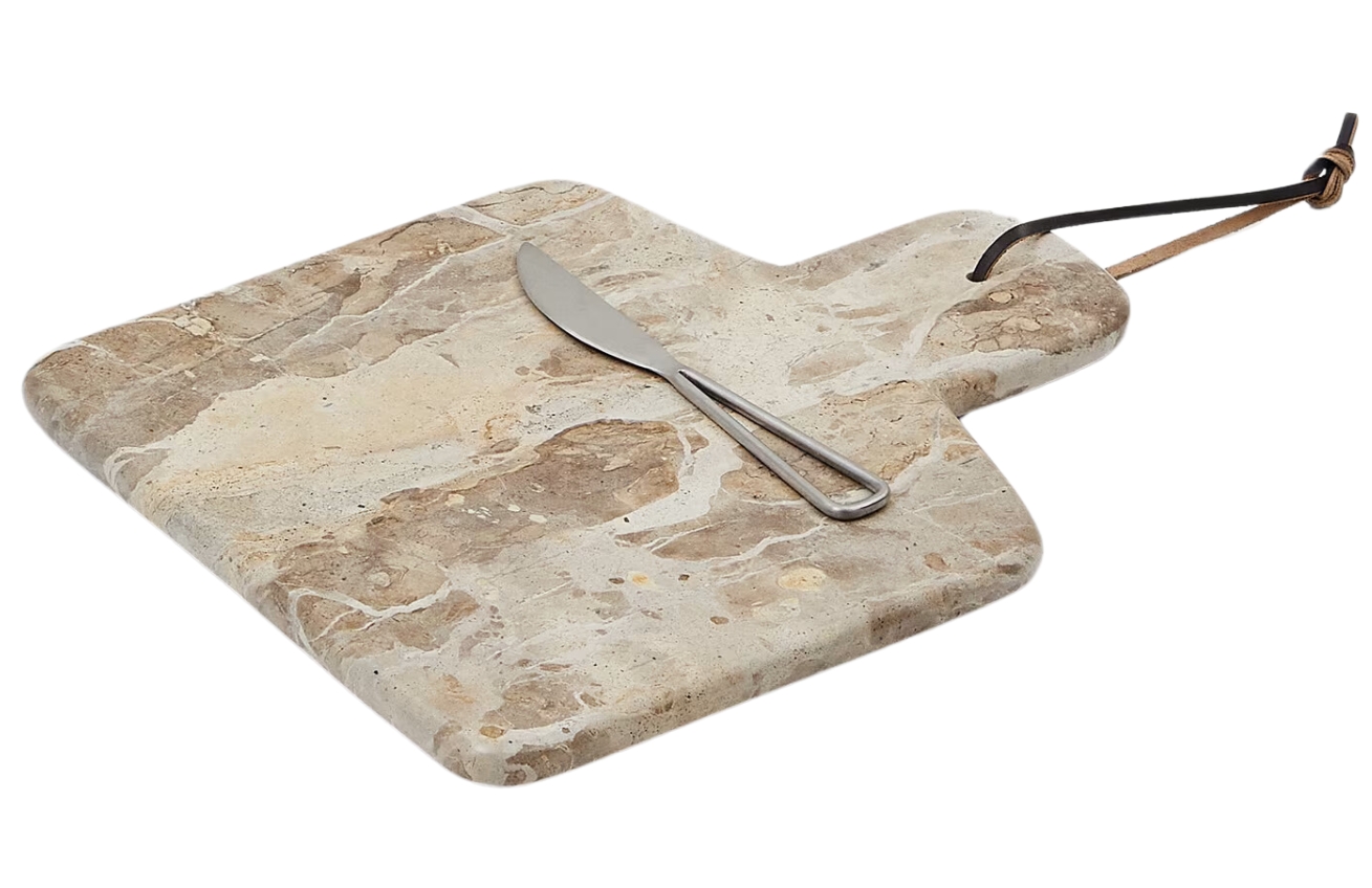 Sada servírovacího prkénka a nože Kave Home Suka 23 x 28,5 cm