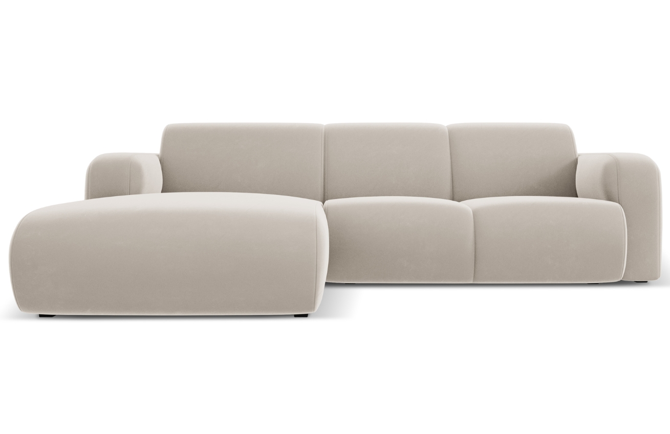 Béžová sametová rohová pohovka Windsor & Co Lola 250 cm, levá