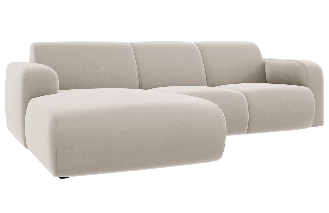 Béžová sametová rohová pohovka Windsor & Co Lola 250 cm, levá
