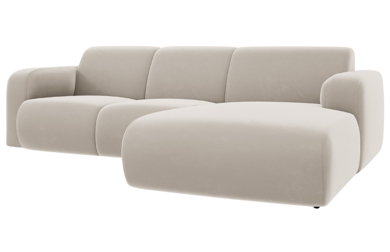 Béžová sametová rohová pohovka Windsor & Co Lola 250 cm, pravá