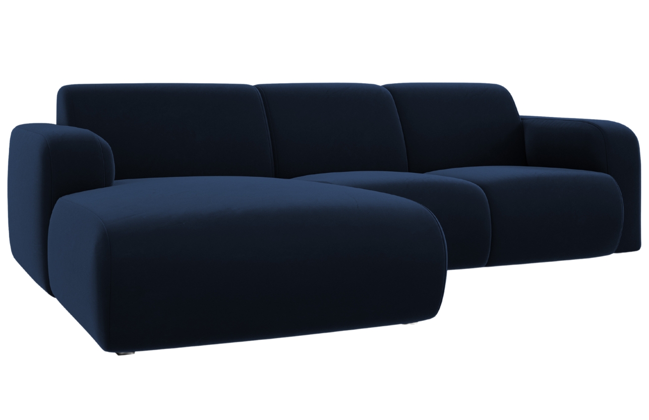 Královsky modrá sametová rohová pohovka Windsor & Co Lola 250 cm, levá