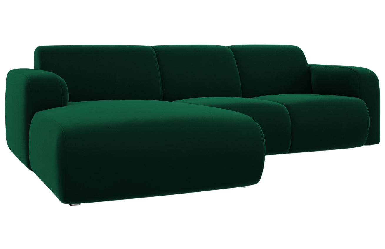 Lahvově zelená sametová rohová pohovka Windsor & Co Lola 250 cm, levá