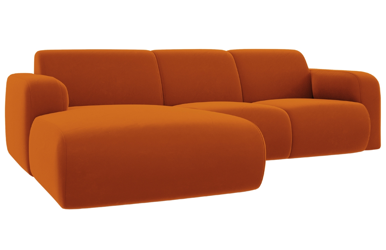 Terakotově červená sametová rohová pohovka Windsor & Co Lola 250 cm, levá