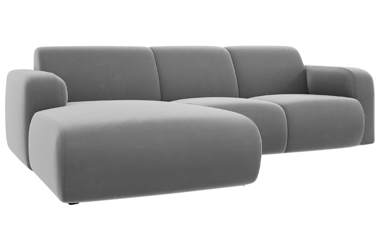 Světle šedá sametová rohová pohovka Windsor & Co Lola 250 cm, levá