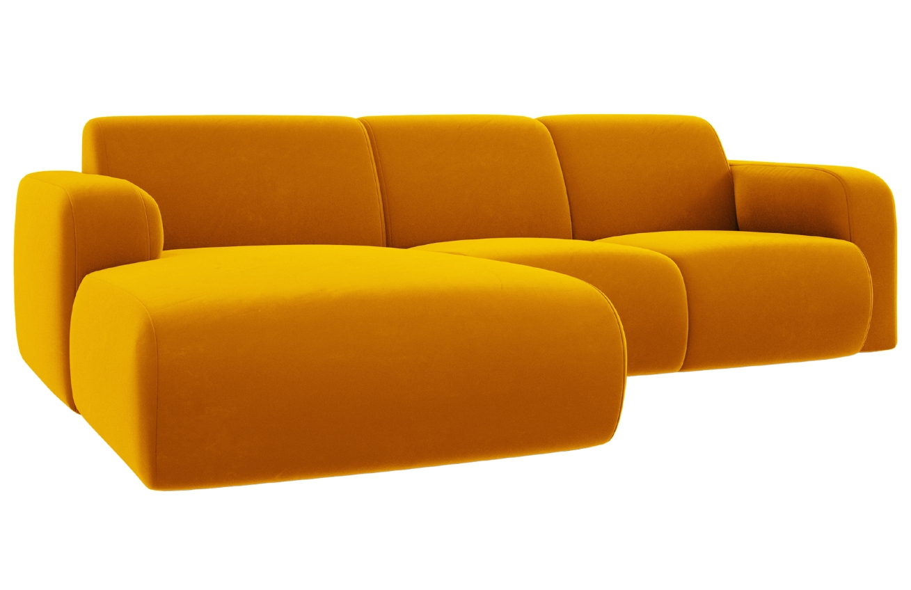 Žlutá sametová rohová pohovka Windsor & Co Lola 250 cm, levá