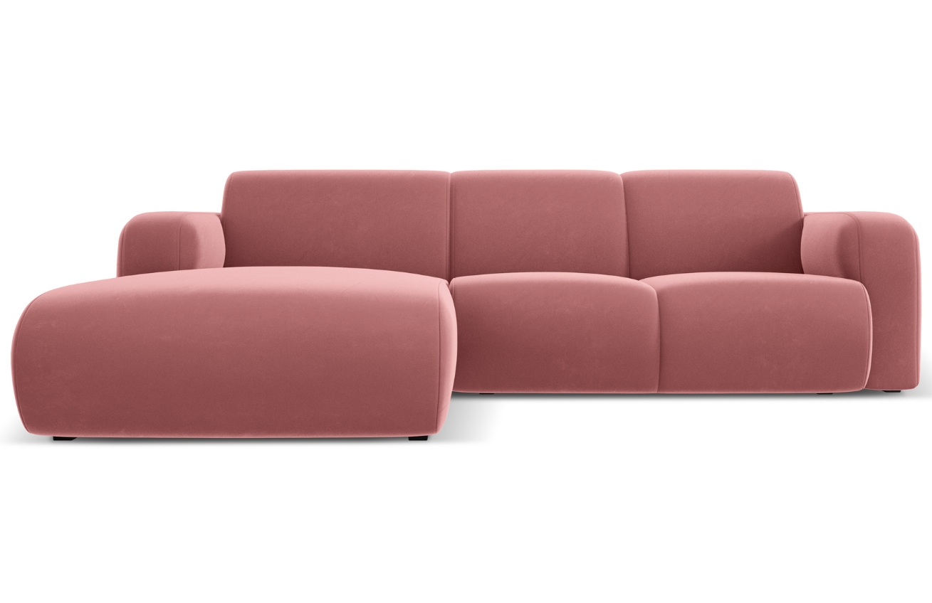 Růžová sametová rohová pohovka Windsor & Co Lola 250 cm, levá