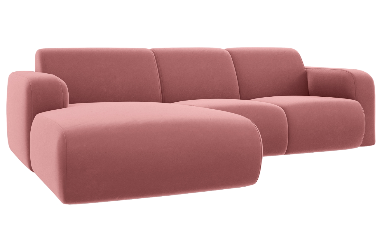 Růžová sametová rohová pohovka Windsor & Co Lola 250 cm, levá