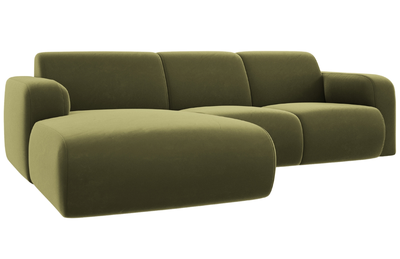 Světle zelená sametová rohová pohovka Windsor & Co Lola 250 cm, levá