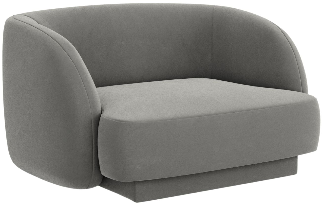 Šedé sametové křeslo MICADONI Miley