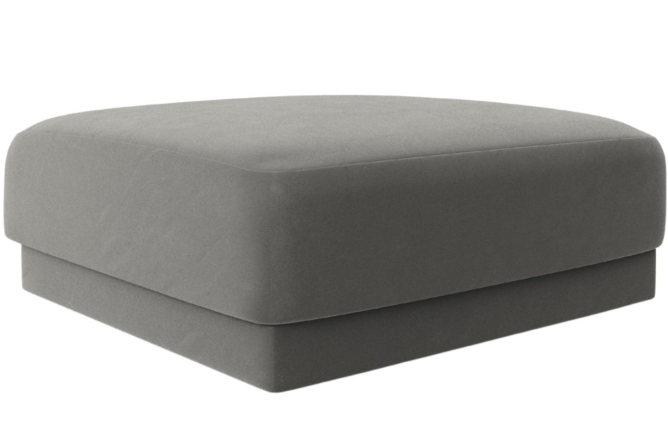 Šedý sametový taburet MICADONI Miley 90 x 90 cm